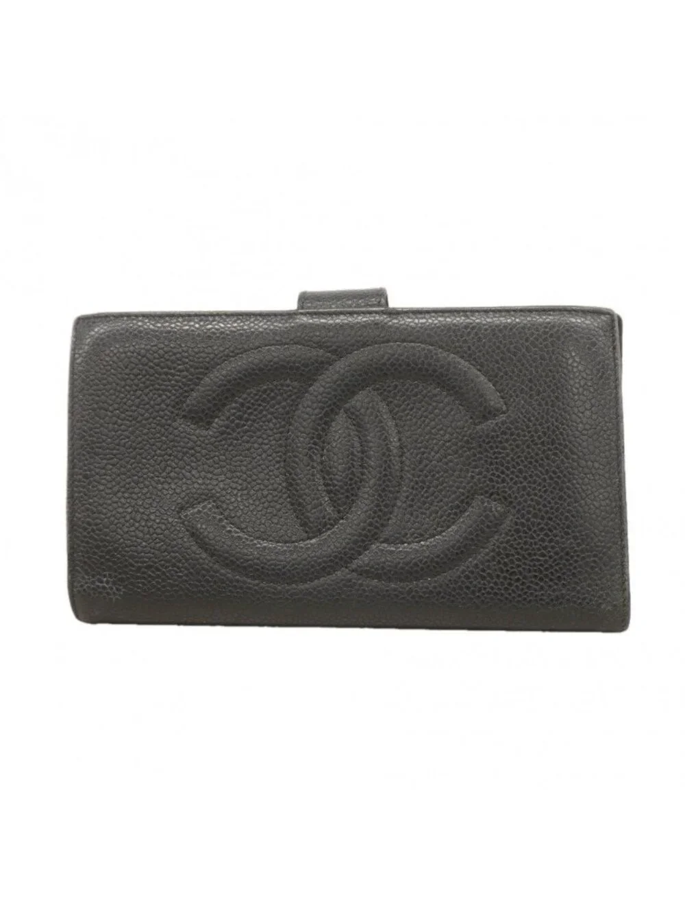 Chanel Wallet Caviar Leather Black Gold